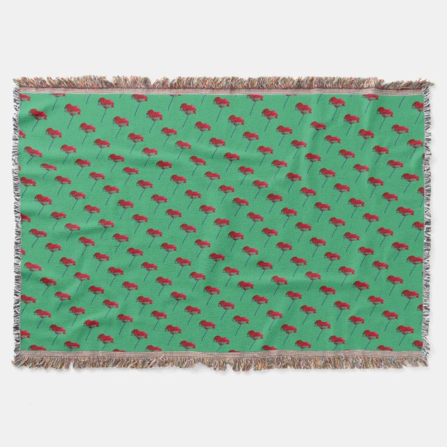 Blume aus rotem und blauem Mohn auf grün Decke (Vorderseite)