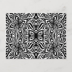 Blume aus schwarzem und weißem Fraktal Postkarte