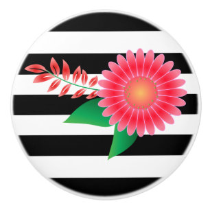 Blume aus schwarzem und weißem Streifen und Rosa Keramikknauf