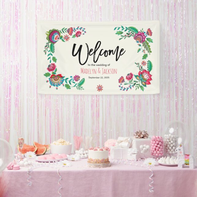 Blume aus türkis und orange banner (Party)