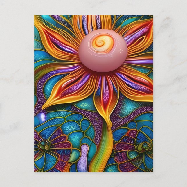 Blume aus verziertem Glas Postkarte (Vorderseite)