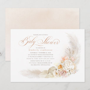 Blume aus weichem Pastell und Pampas Grass Babydus Einladung