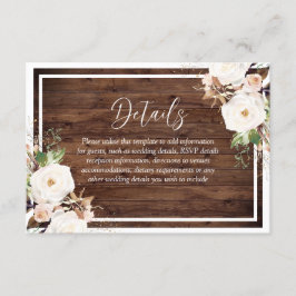 Blume aus Weiß und Rot, rustikale Hochzeit Begleitkarte