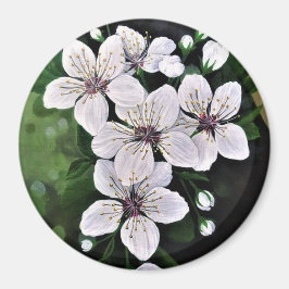 Blume aus weißem Kirschholz Magnet
