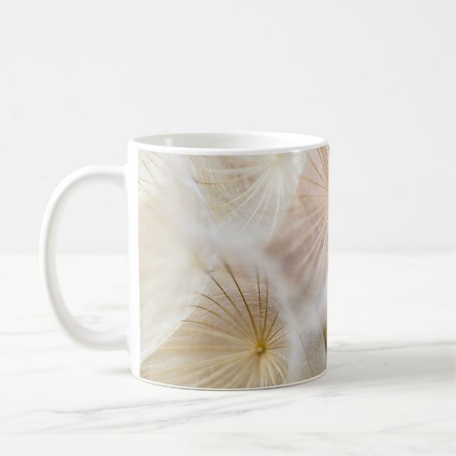 Blume aus weißem Löwenzahn Kaffeetasse (Links)