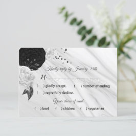 Blume aus weißem Marmor RSVP Karte
