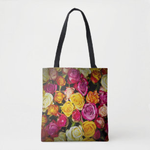 Blume aus weißem, rosafarbenen Rosen Tasche