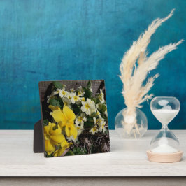Blume aus weißem und gelbem Garten Fotoplatte