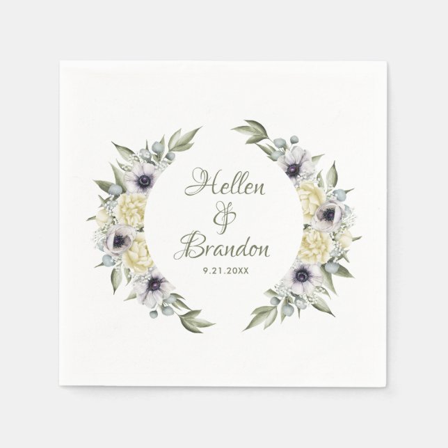 Blume aus weißem und pastellfarbenem Pfirsichpfirs Serviette (Vorderseite)