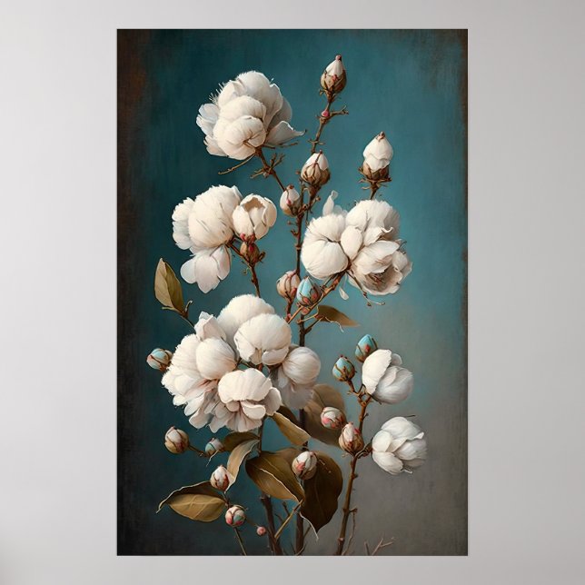 Blume aus weißer Baumwolle Art Print Poster (Vorne)