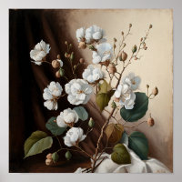 Blume aus weißer Baumwolle Art Print Poster