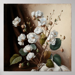 Blume aus weißer Baumwolle Art Print Poster