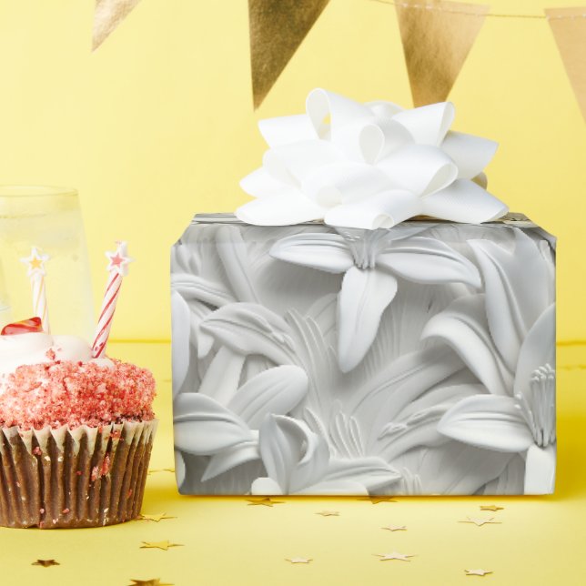 Blume aus weißer Lilie Nahtloses Muster Geschenkpapier (Geburtstagsparty)