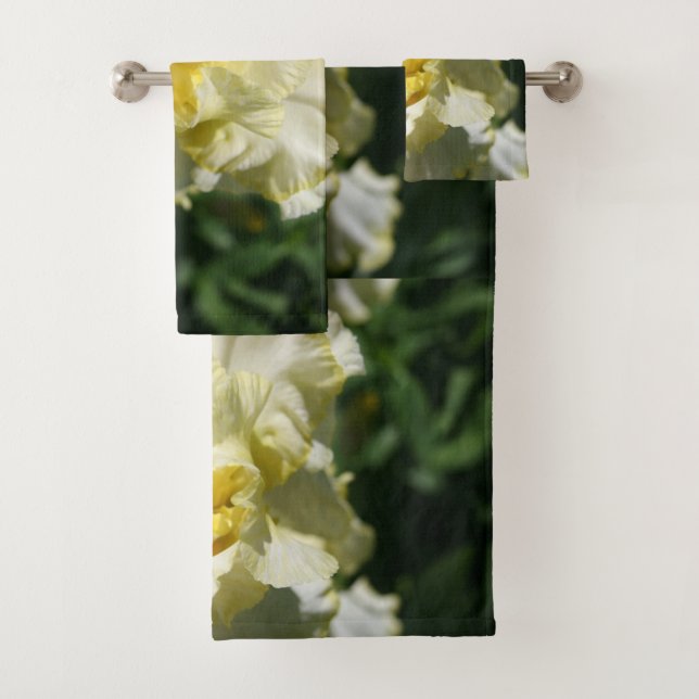 Blume aus weißer und hellgelber Irisfarbe Badhandtuch Set (Insitu)