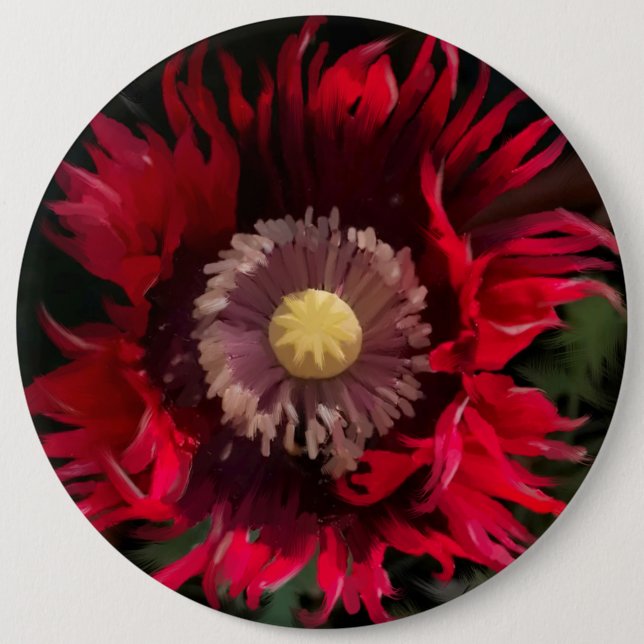 Blume aus wilden Mohn Button (Vorderseite)