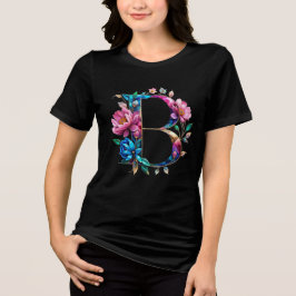 Blume B - Eleganter, blumengeschmückter T - Shirt 
