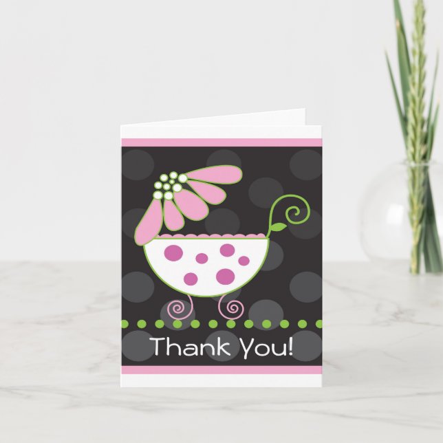 Blume Baby Carriage Dankeschön Card Dankeskarte (Vorderseite)