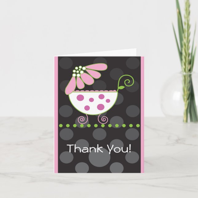 Blume Baby Carriage Dankeschön Card Dankeskarte (Vorderseite)