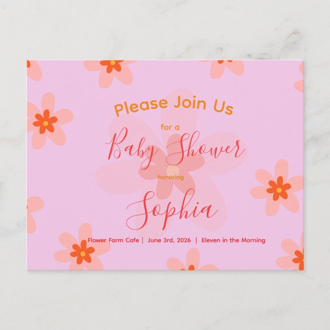 Blume Baby Girl Dusche Einladung Postkarte (Vorderseite)