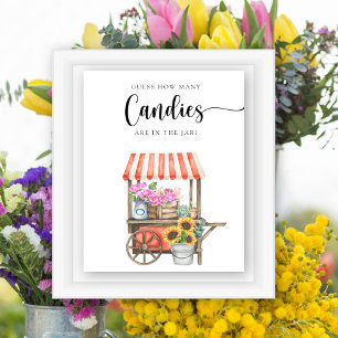 Blume Babydusche - raten Sie, wie viele Bonbons es Poster
