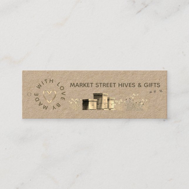 Blume "Backyard Honey Kraft" versteckt Goldherz-Bi Mini Visitenkarte (Vorderseite)