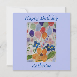 Blume & Balloons Flat Birthday Card Karte