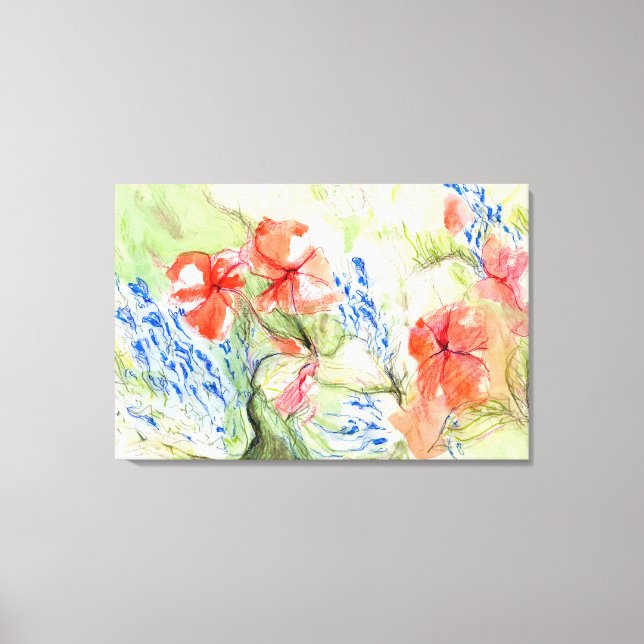Blume Balsam und Lobelia Leinwanddruck (Vorderseite)