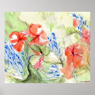 Blume Balsam und Lobelia Poster