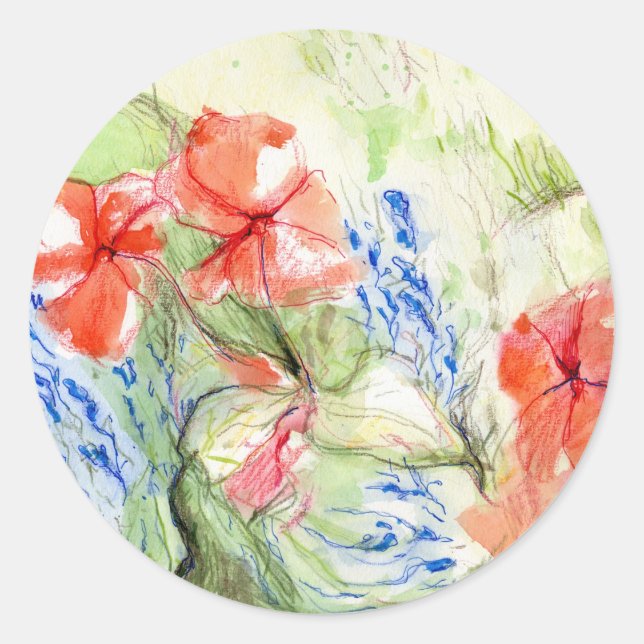 Blume Balsam und Lobelia Runder Aufkleber (Vorderseite)