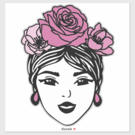 Blume Bandana Messy Bun Aufkleber