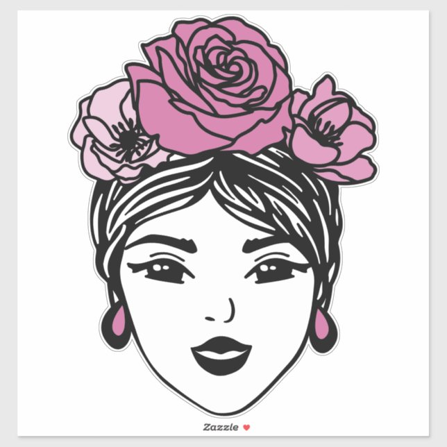 Blume Bandana Messy Bun Aufkleber (Blatt)