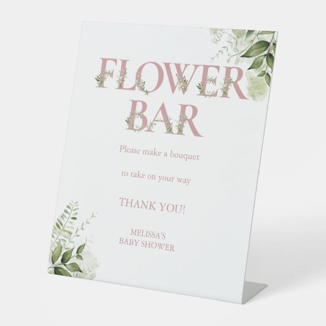 Blume Bar Dusty Rose Grünpflanzen Blumenkinderdusc Sockelschild (Vorderseite)