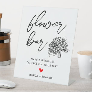Blume Bar Minimalistisch Schwarz-weiß Modernes Ele Sockelschild