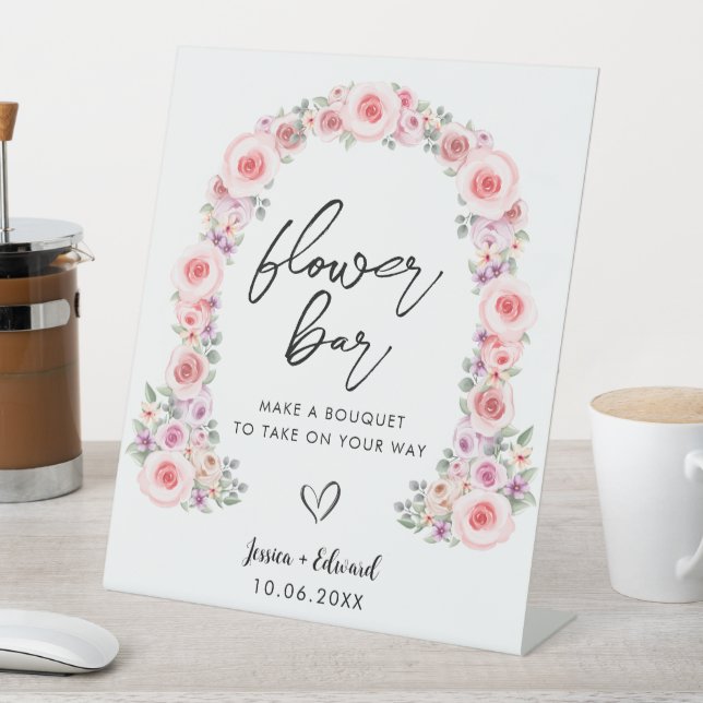 Blume Bar Minimalistische Blumenmuster Frühlingsbr Sockelschild (In Situ)