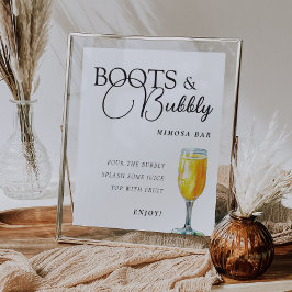 Blume Bar Signatur Stiefel und Bubbly Brautparty Poster