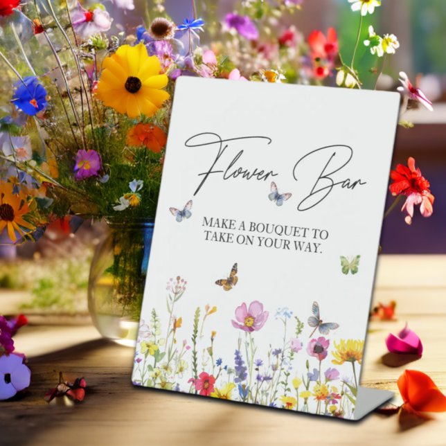 Blume Bar Wildblumen Schmetterlinge Brautparty Sockelschild (Von Creator hochgeladen)