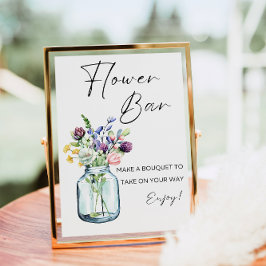 Blume Bar Zeichen, Wildblume Bouquet Bar Print Poster