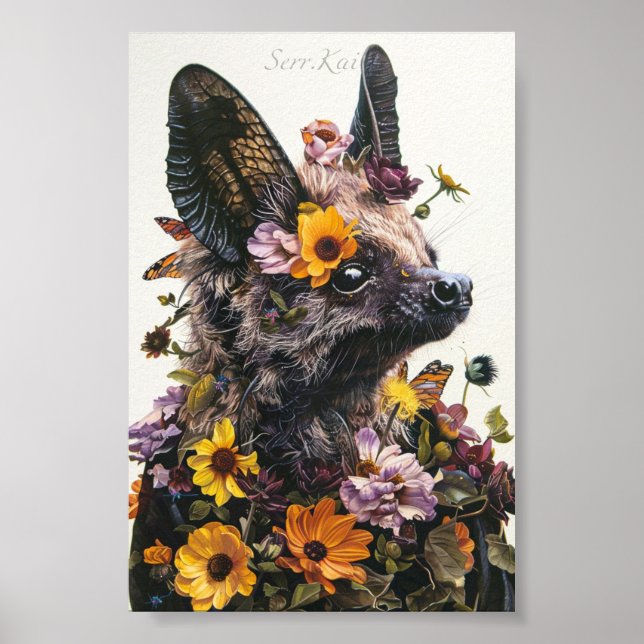 Blume Bat in White Print & Download Poster (Vorne)