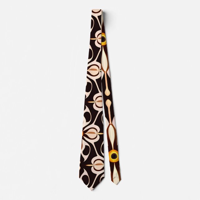 Blume Batik Gelbbeige Blumenmuster Krawatte (Vorderseite)