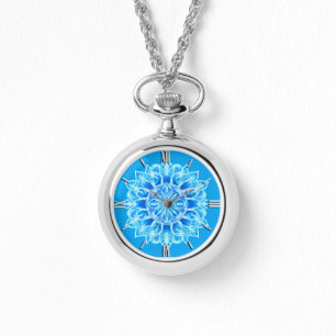Blume Batik Mandala auf Türkis Armbanduhr