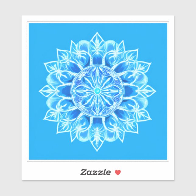 Blume Batik Mandala auf Türkis Aufkleber (Blatt)