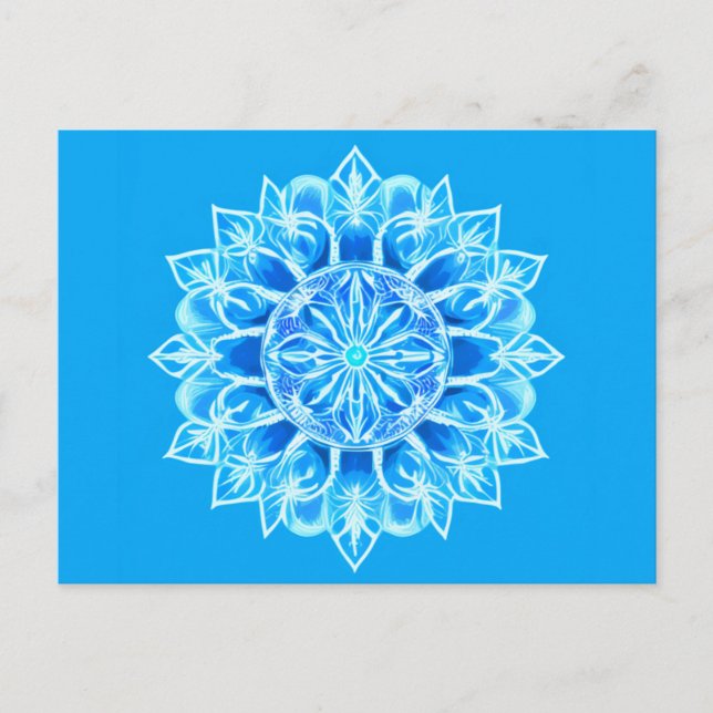 Blume Batik Mandala auf Türkis Postkarte (Vorderseite)