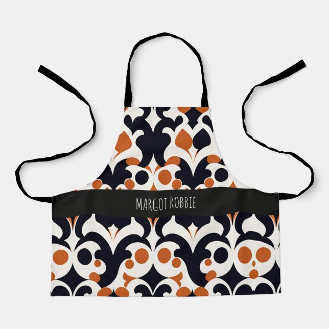 Blume Batik Orange Floral Retro Muster Schürze (Vorderseite)