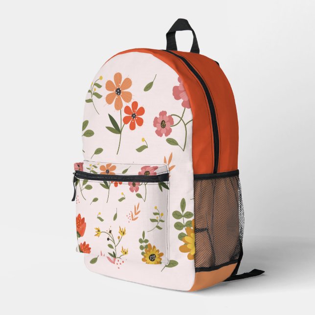 Blume Bedruckter Rucksack (Rückseitige Ecke Rechts)