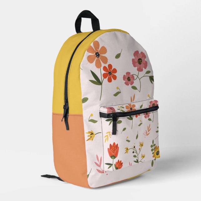 Blume Bedruckter Rucksack (Rückseitige Ecke links)