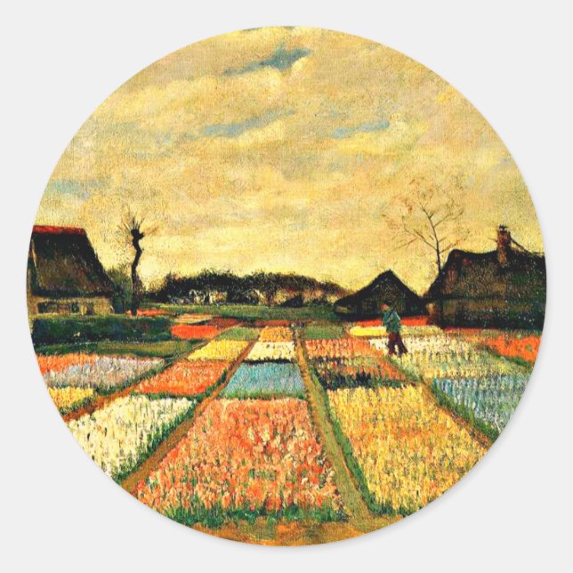 Blume Beds in Holland von Vincent van Gogh Runder Aufkleber (Vorderseite)