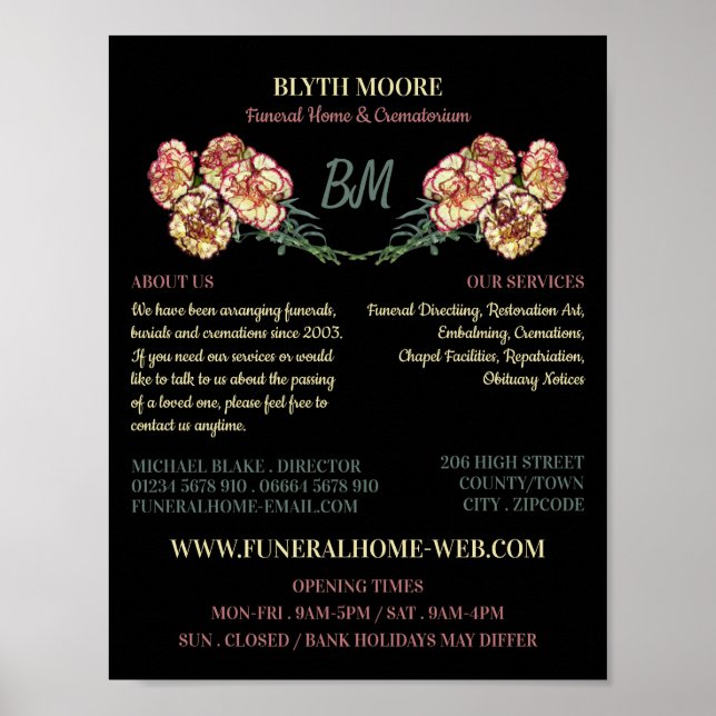 Blume, Beerdigung Zuhause, Direktoren Poster (Vorne)