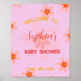Blume Begrüßungszeichen für Babydusche Poster