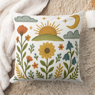 Blume bestickt kissen