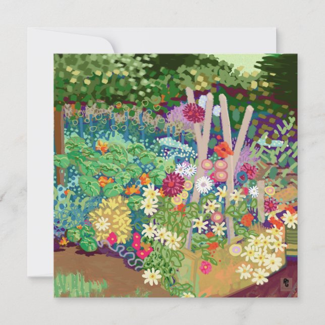Blume Betten Hütte Garten Kunstprojekt Karte (Vorderseite)